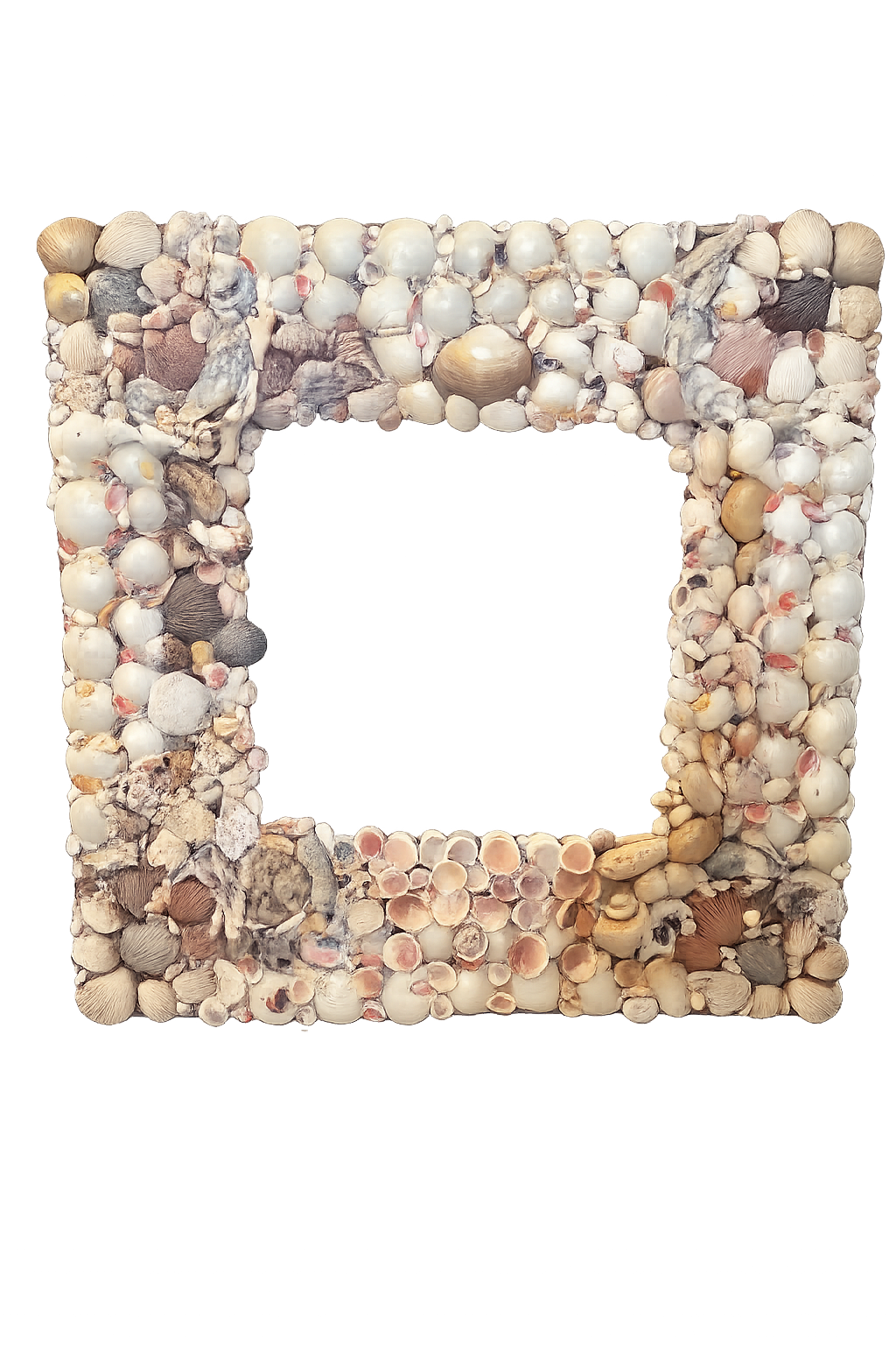 Vintage tramp art shell mirror