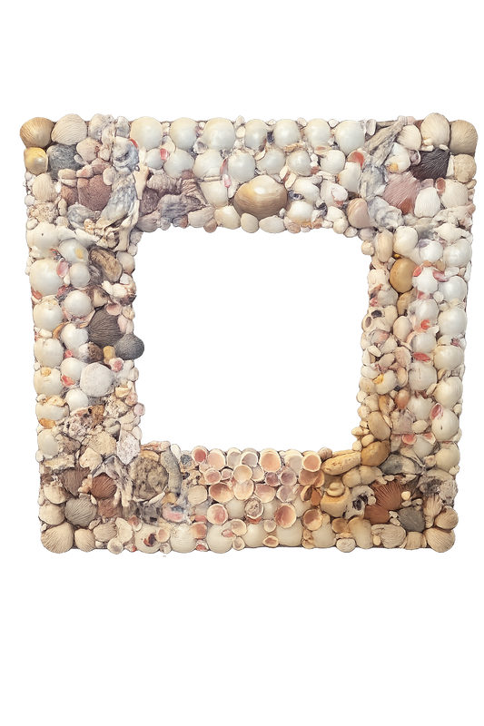 Vintage tramp art shell mirror