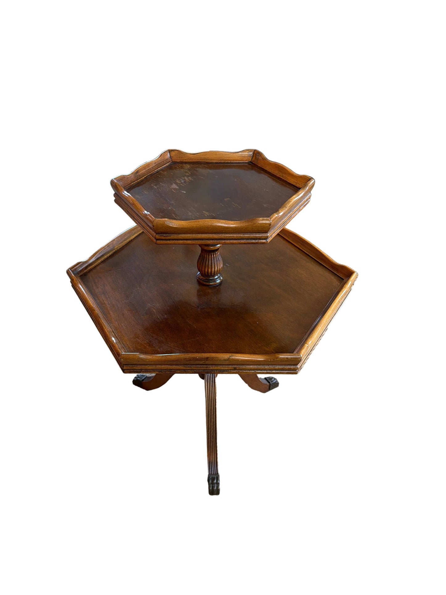 Vintage Two-Tier Pedestal Side Table