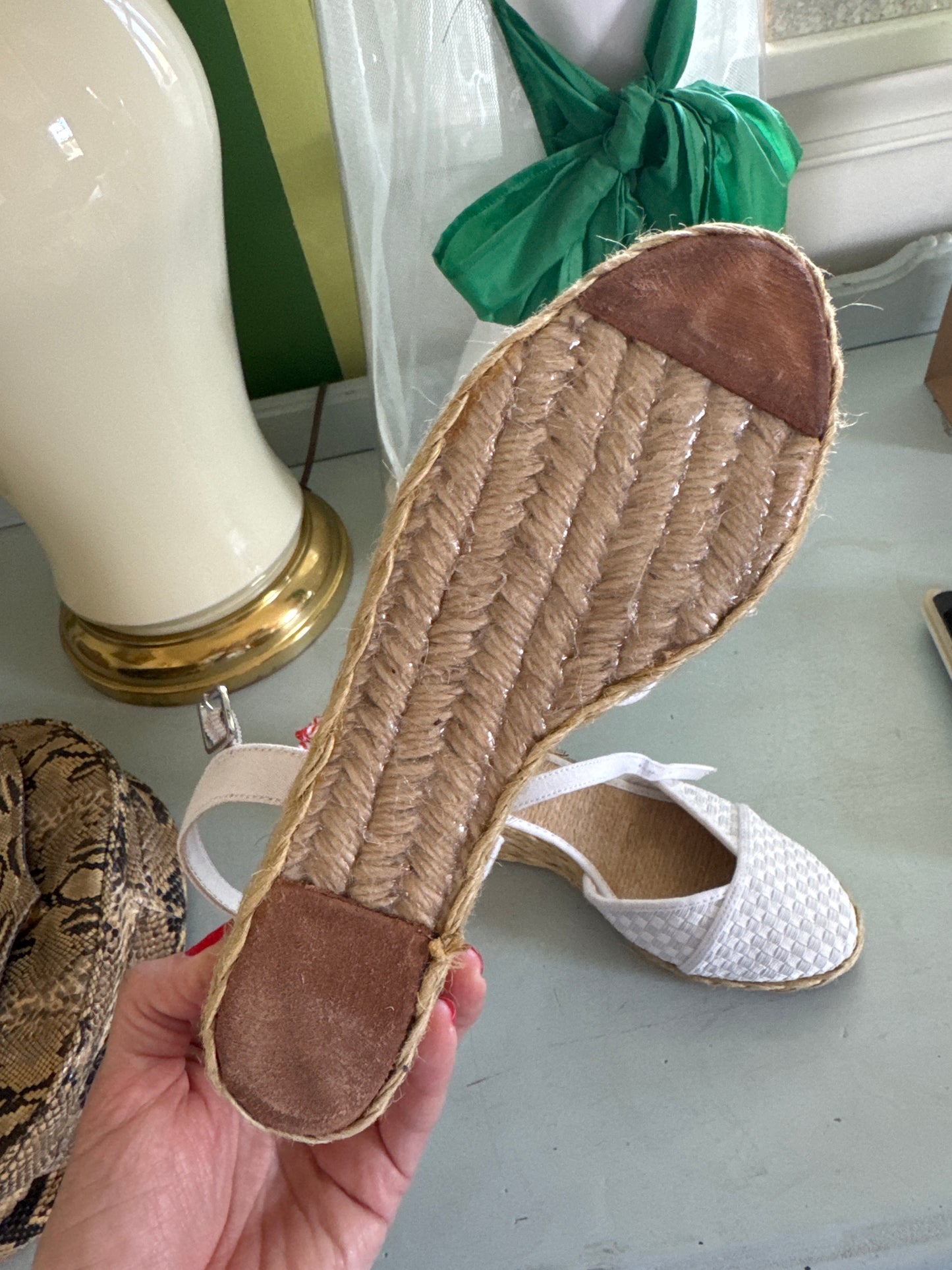 Vintage Ralph Lauren white woven wedges 7.5