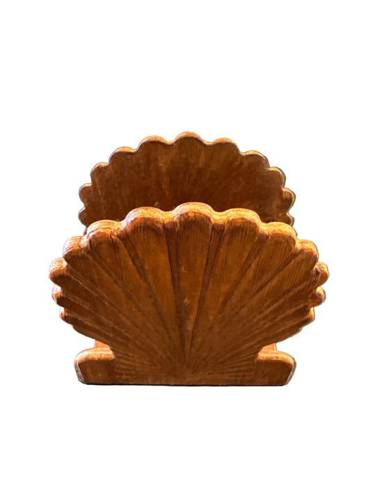 Vintage Wooden Scallop Shell Napkin Holder