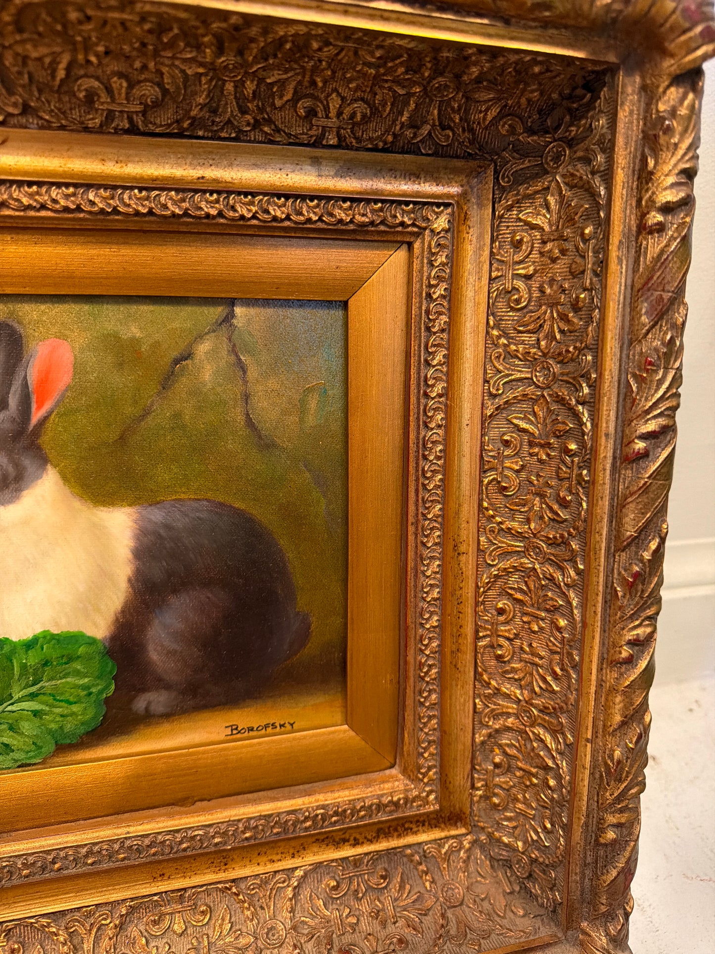 Vintage Borofsky Rabbit Oil Painting