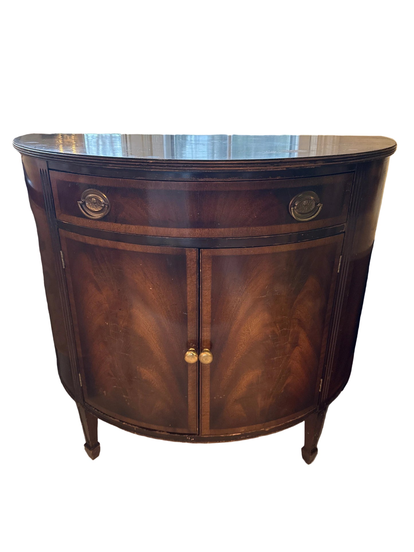 Vintage Demilune Mahogany Cabinet with Inlay