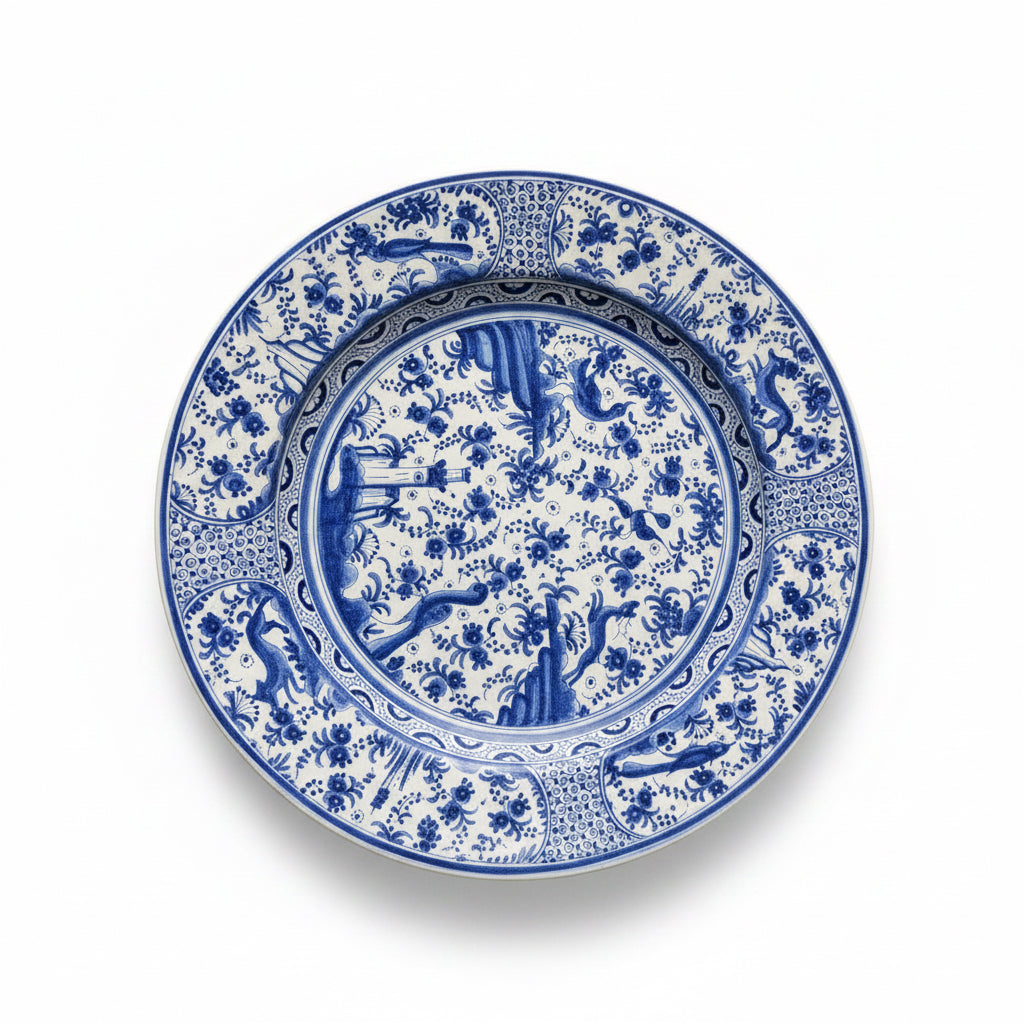 Vintage Hand-Painted Portuguese Blue & White Platter