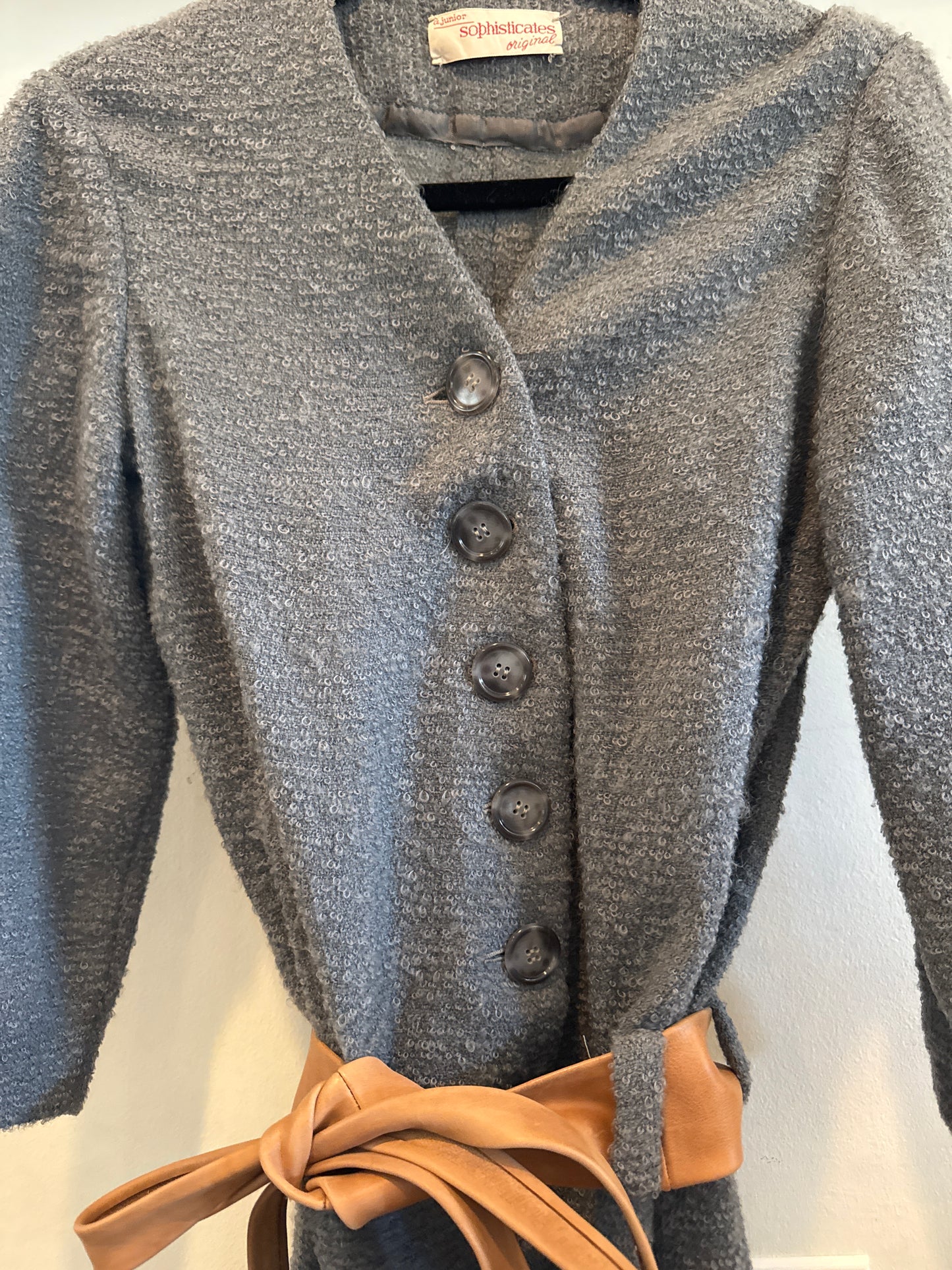 Vintage 1960s boucle button front dress