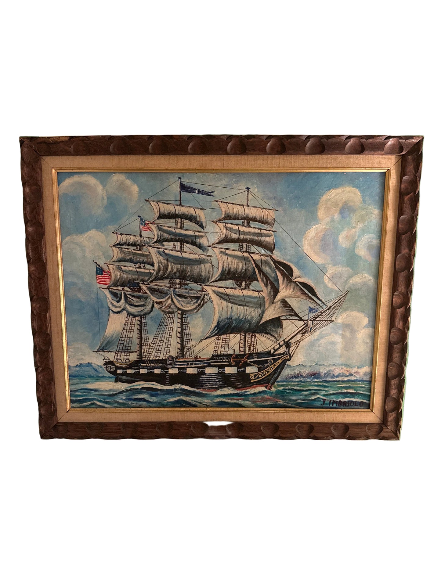 Maritime oil painting “USS Constitution “