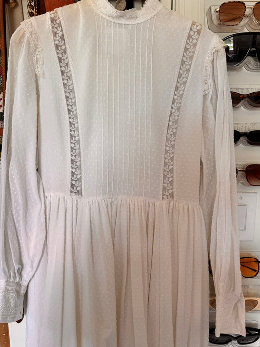 Vintage prairie style Laura Ashley, lightweight cotton wedding dress