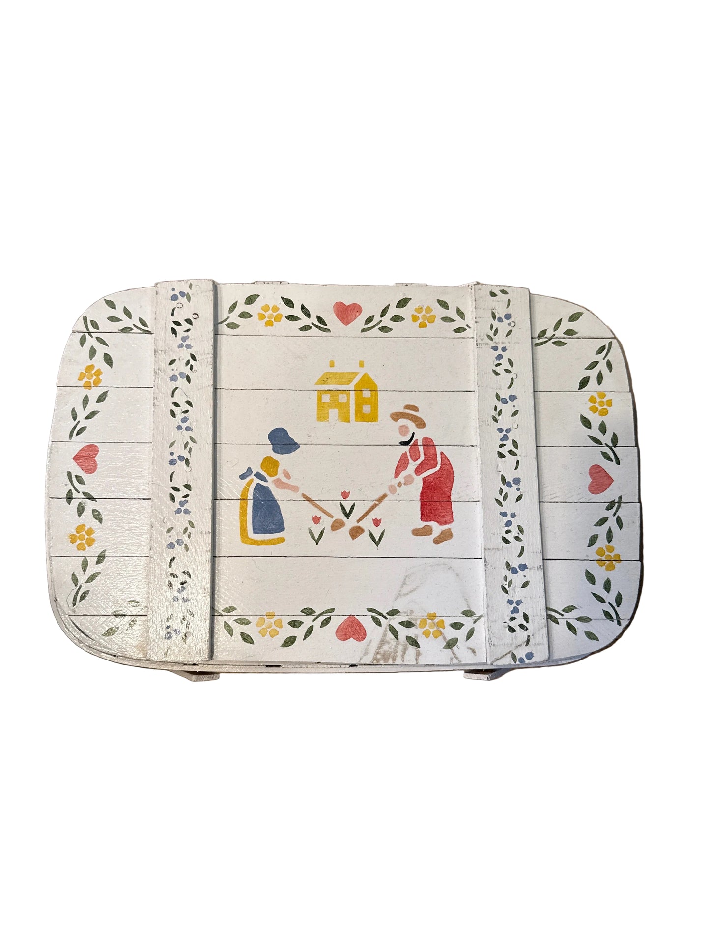 Vintage painted picnic basket