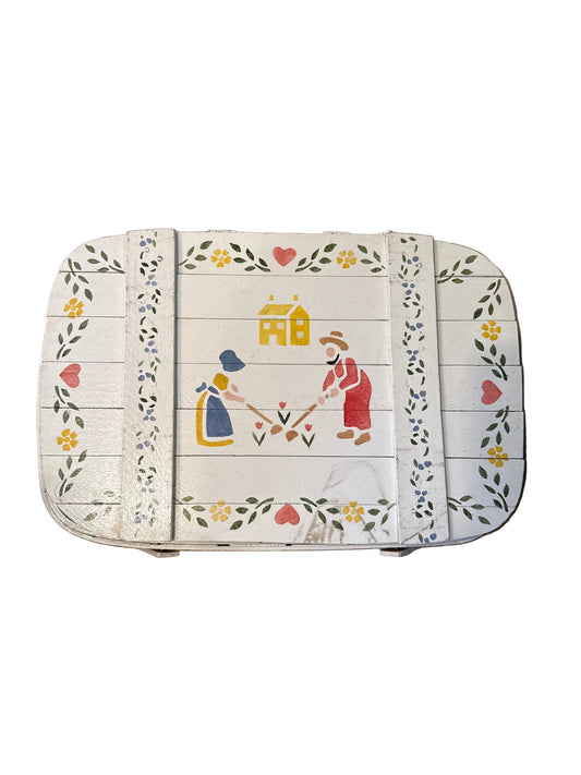 Vintage painted picnic basket