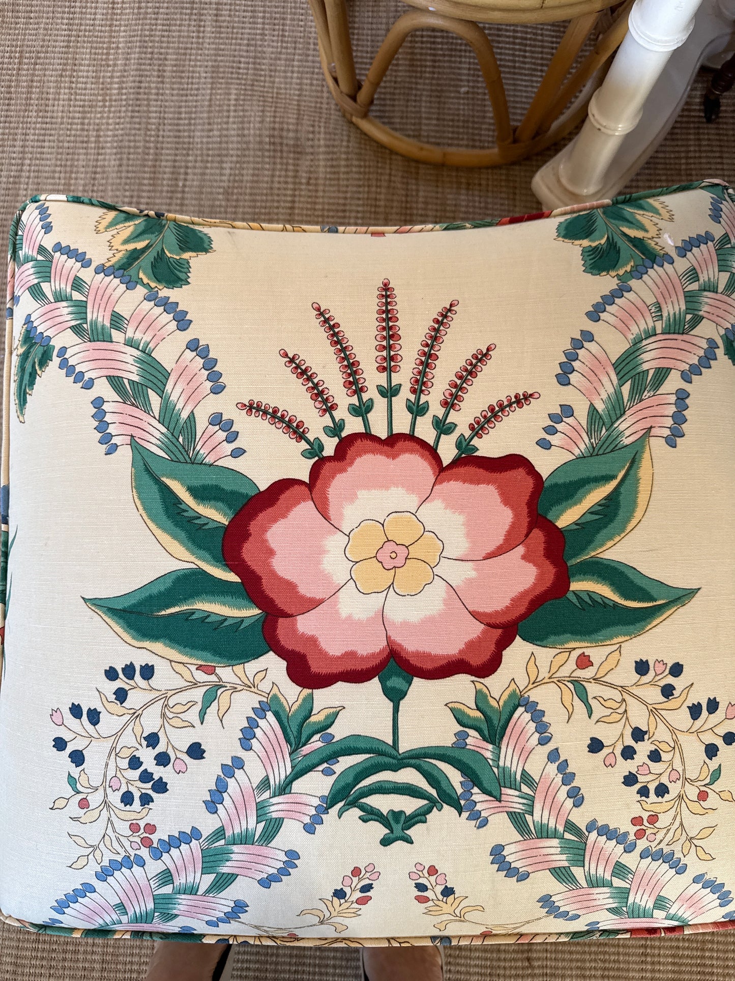 Pair of Vintage Floral Upholstered Ottomans