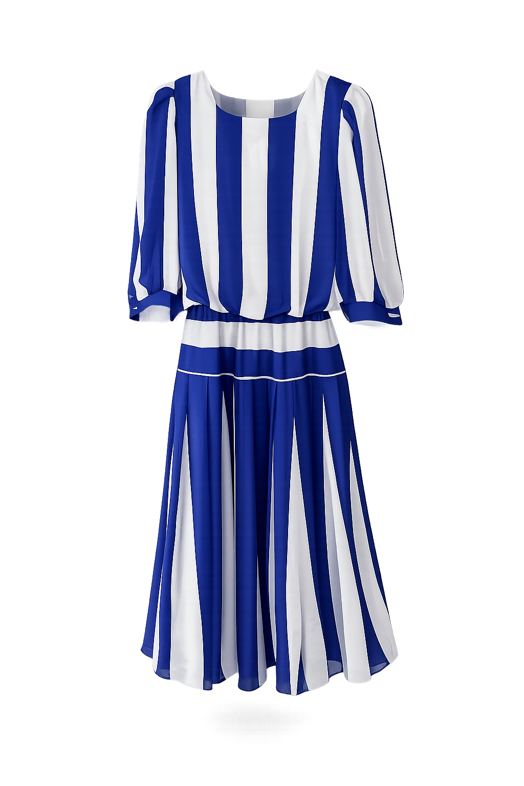 1980s Blue canopy stripe dress