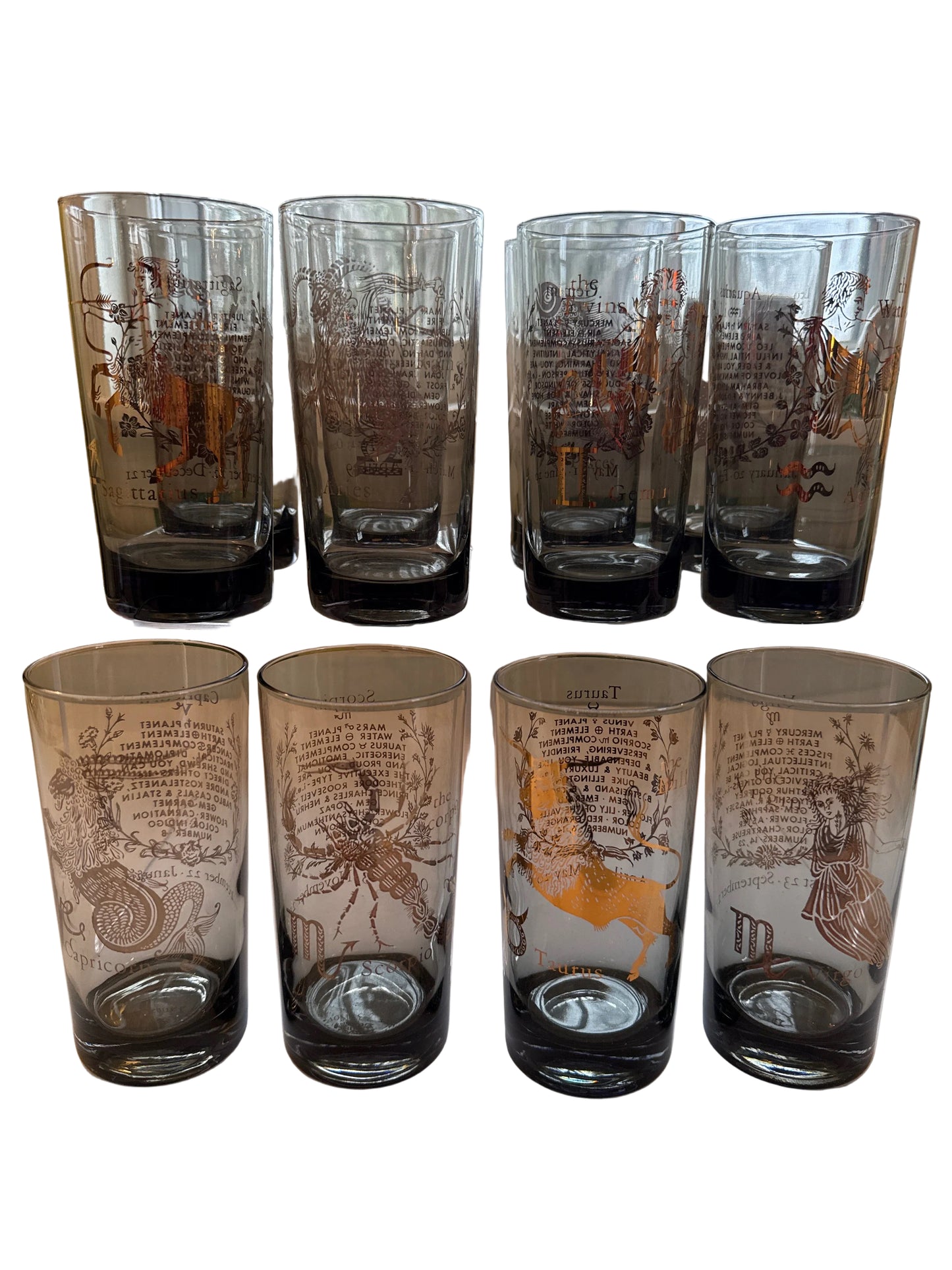 Vintage Zodiac Highball Glasses – Set of 12