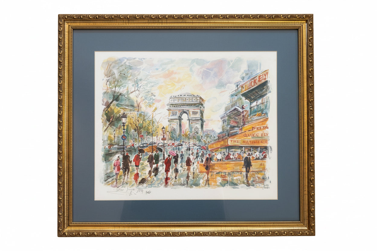 Framed Signed Paris Watercolor – Arc de Triomphe, 1994