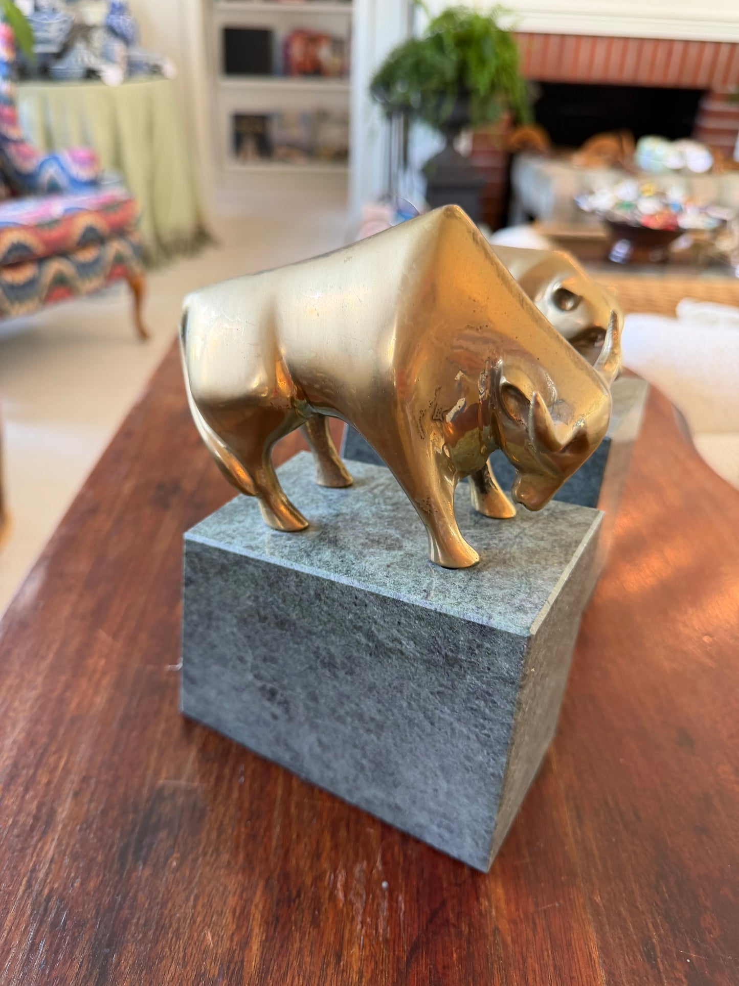 Vintage Brass 1970’s Wall-street Bull & Bear Bookends
