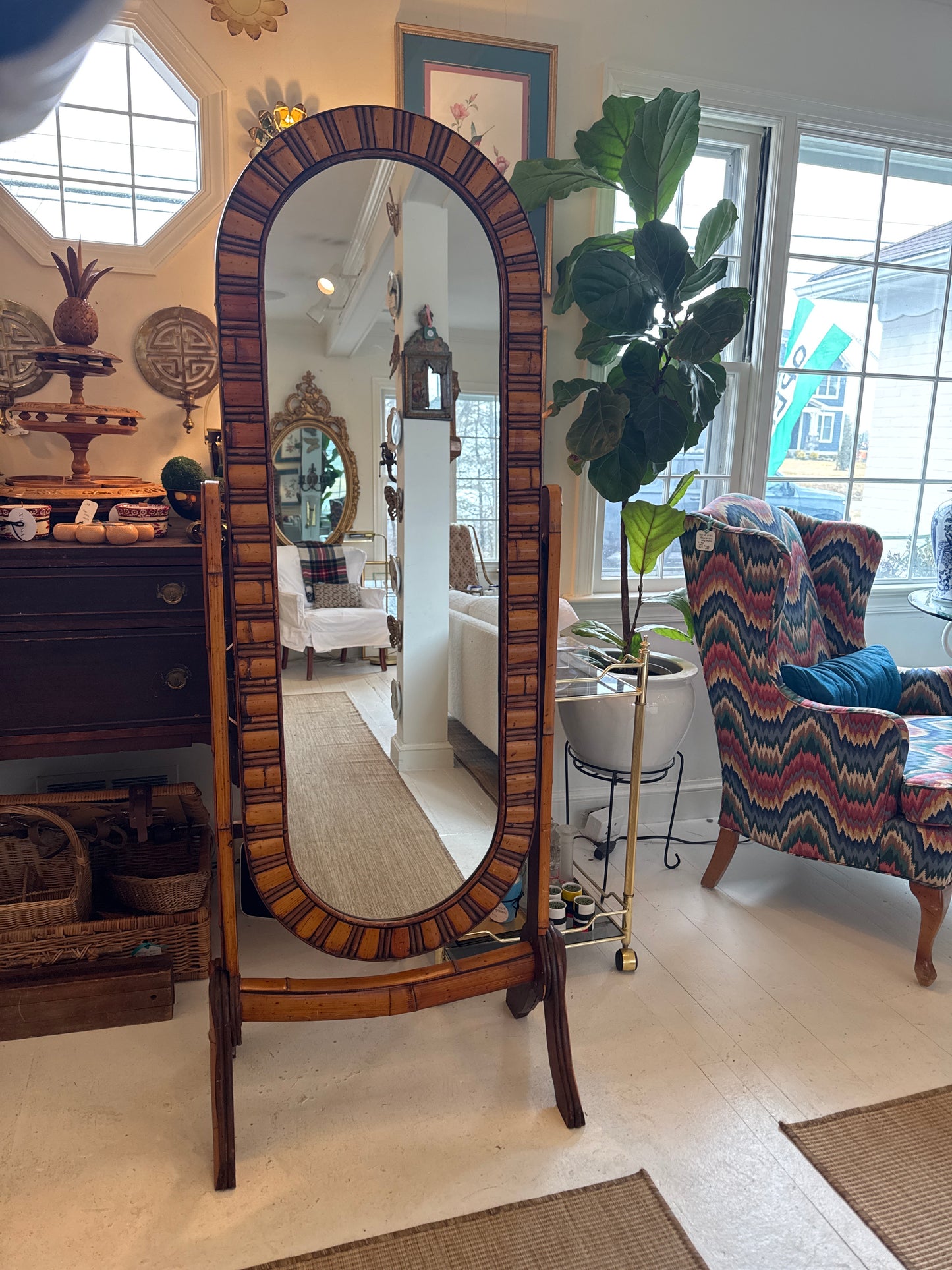 Bamboo Cheval Mirror