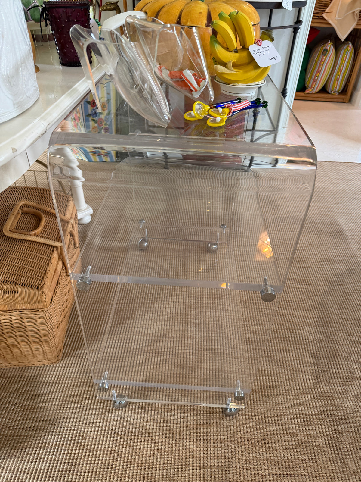 Vintage Lucite Waterfall Bar Cart