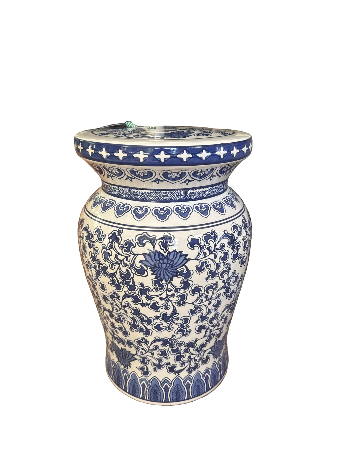 Blue and white stool