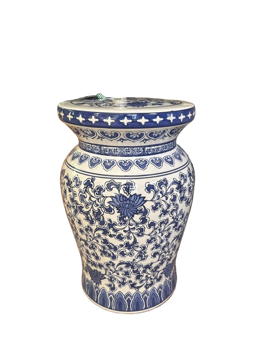 Blue and white stool