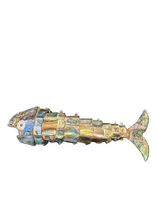 1970s articulating abalone fish bottle opener
