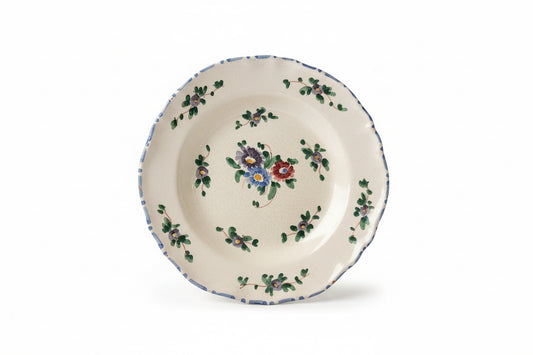 Vintage Italian Hand Painted Floral Plates – VANRO Majolica Earthenware Set, Made in Italy set of 9