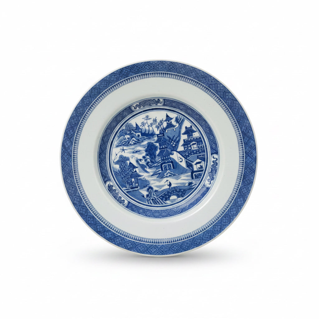 Vintage Japanese Blue & White Porcelain Wall Platter