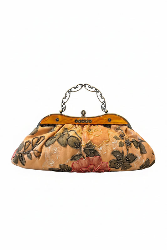 Vintage Max Mayer Beaded Evening Bag | Floral Embellished Frame Clutch