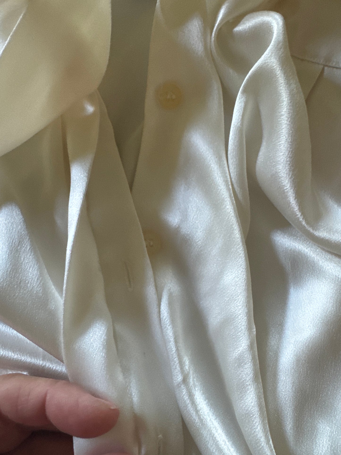 Vinatge cream satin bow blouse