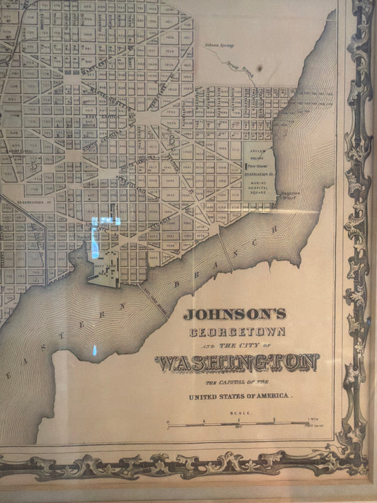 Framed Vintage Georgetown, Washington, D.C. Map