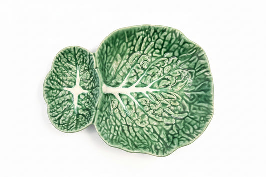 Vintage Green Cabbage Leaf Dish