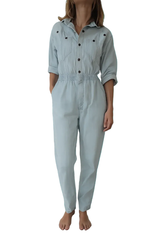 1980s IDEAS light wash denim jumpsuit