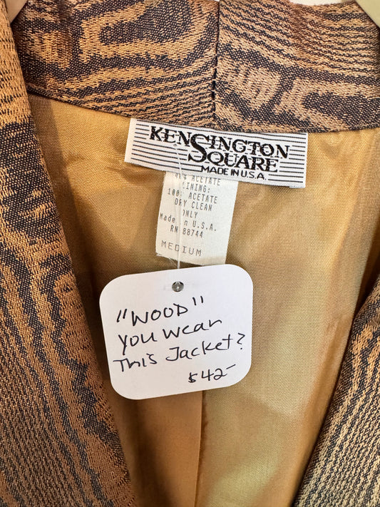 Vintage woodgrain oversized blazer