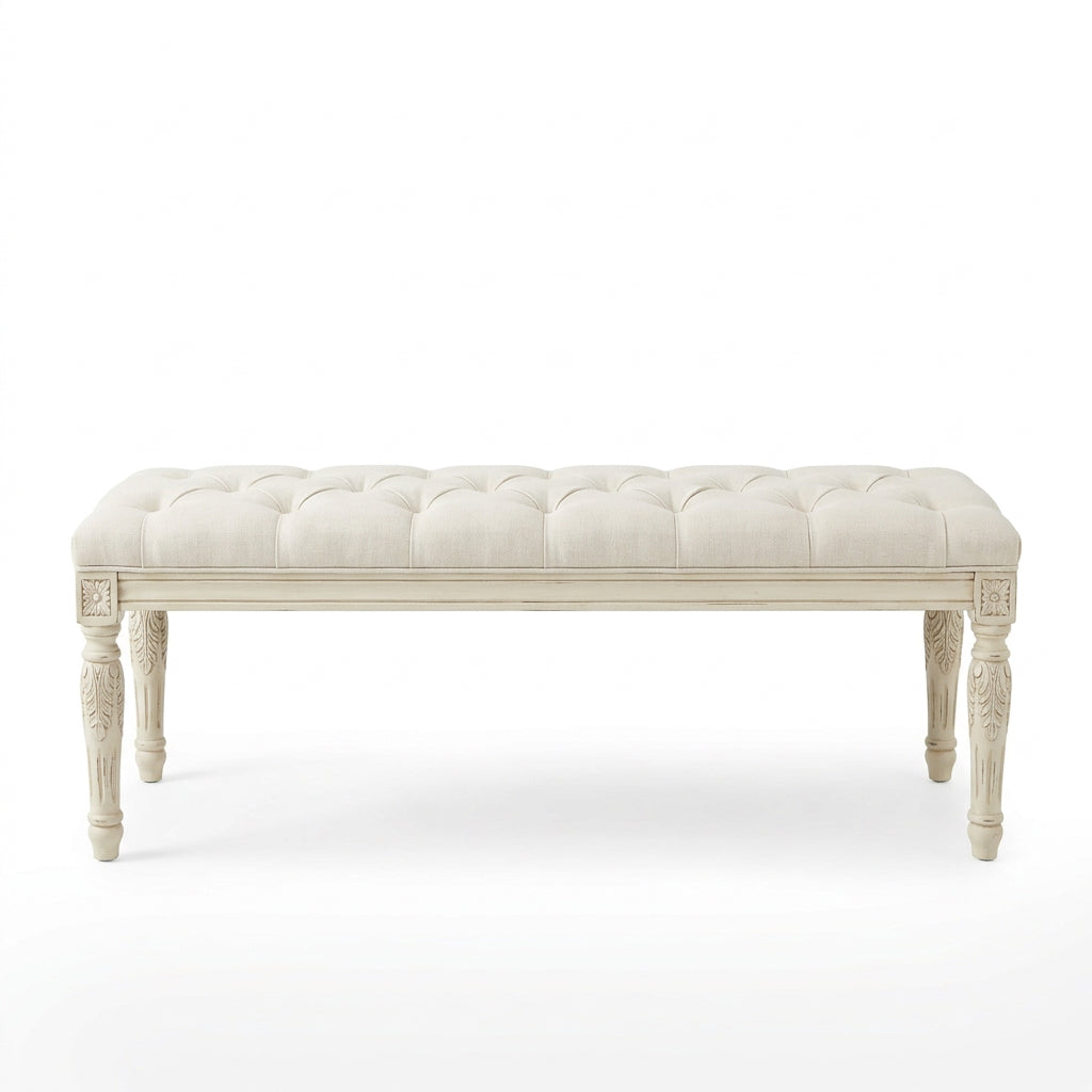 French Provincial Tufted Bench