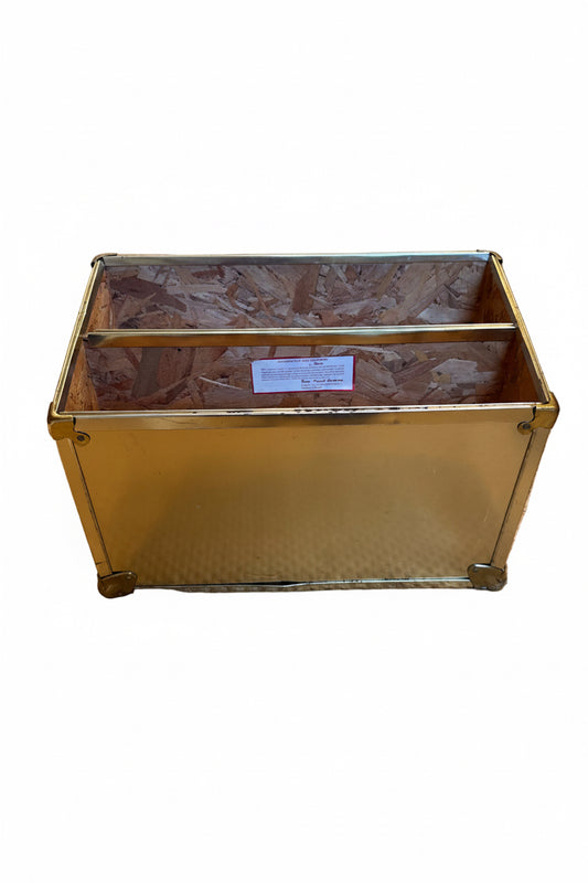 Vintage Brass Faux Campaign Magazine Holder by Deco Trunk Company