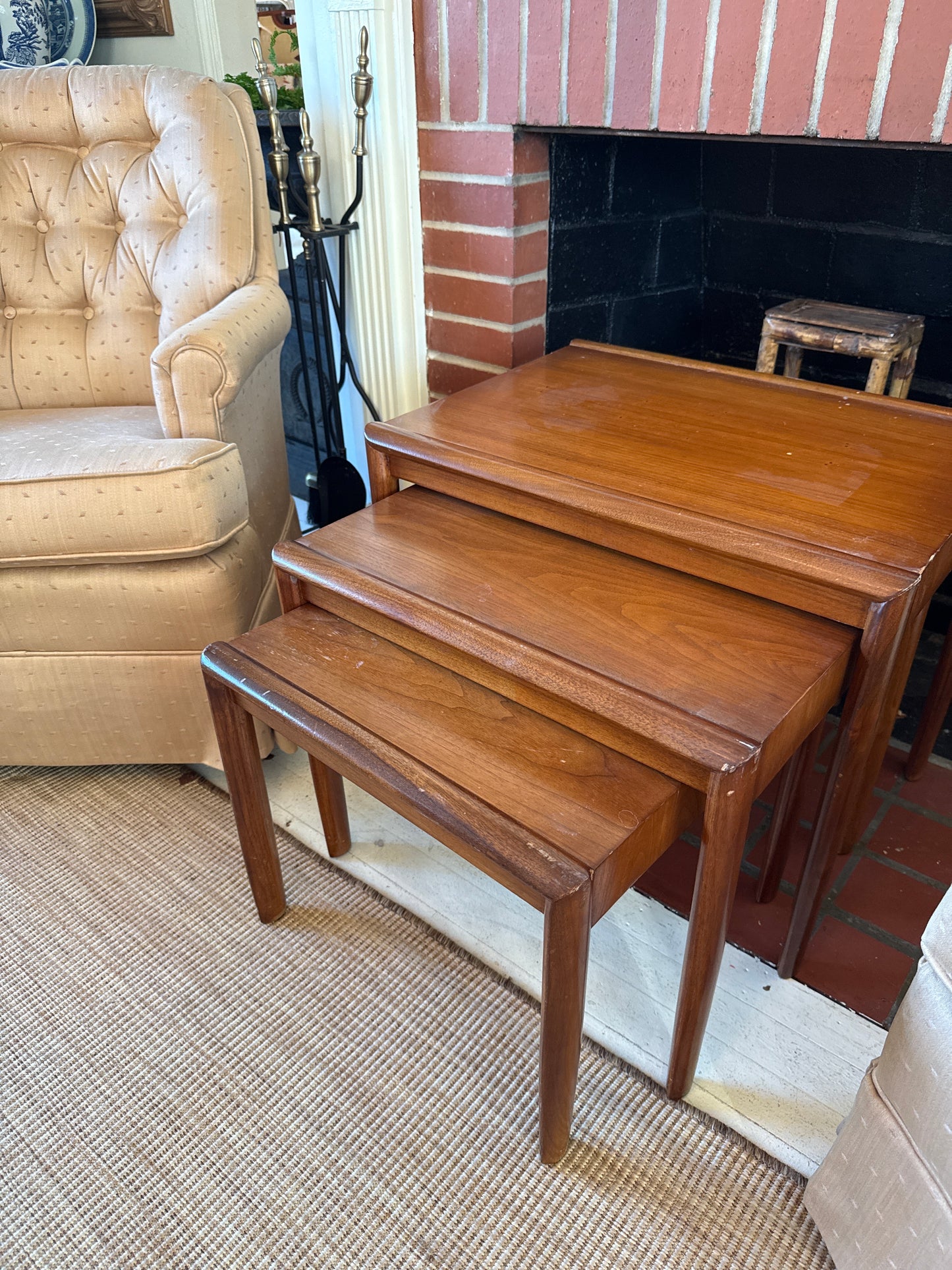 MCM walnut nesting tables by Drexel