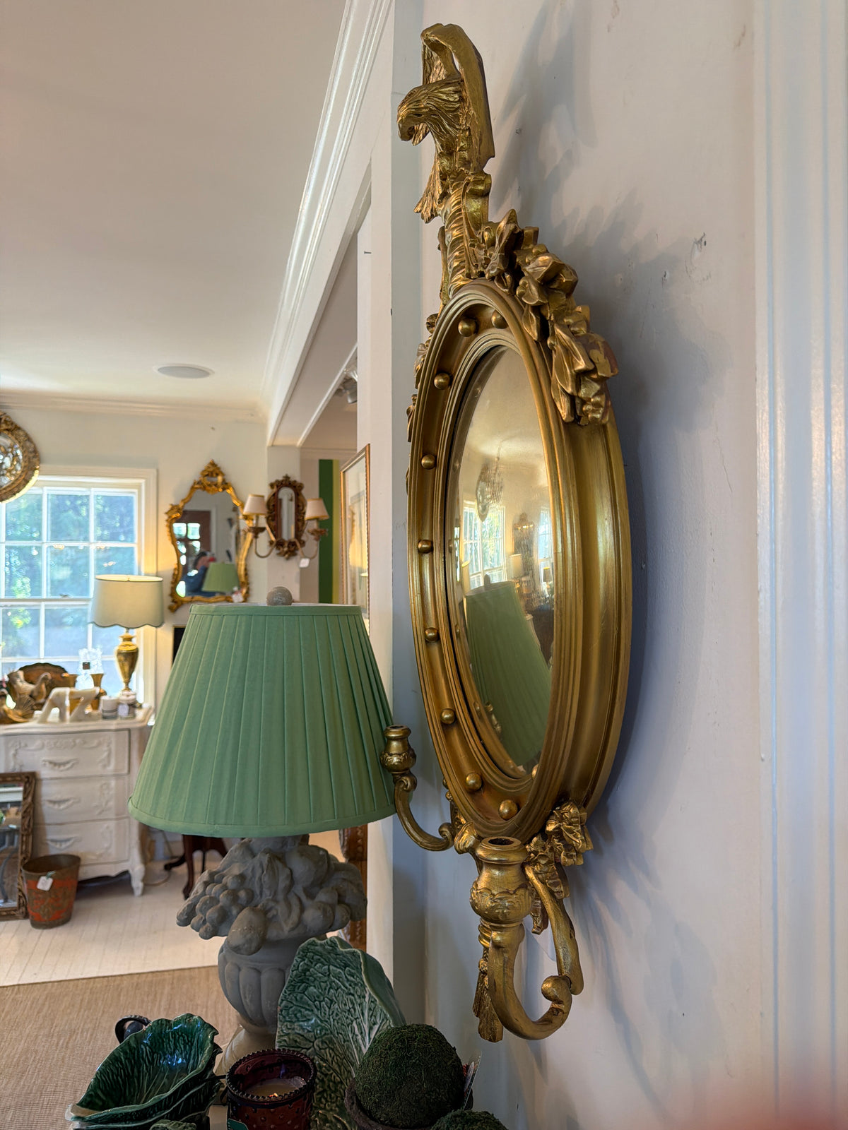 VINTAGE FEDERAL-STYLE CONVEX EAGLE MIRROR