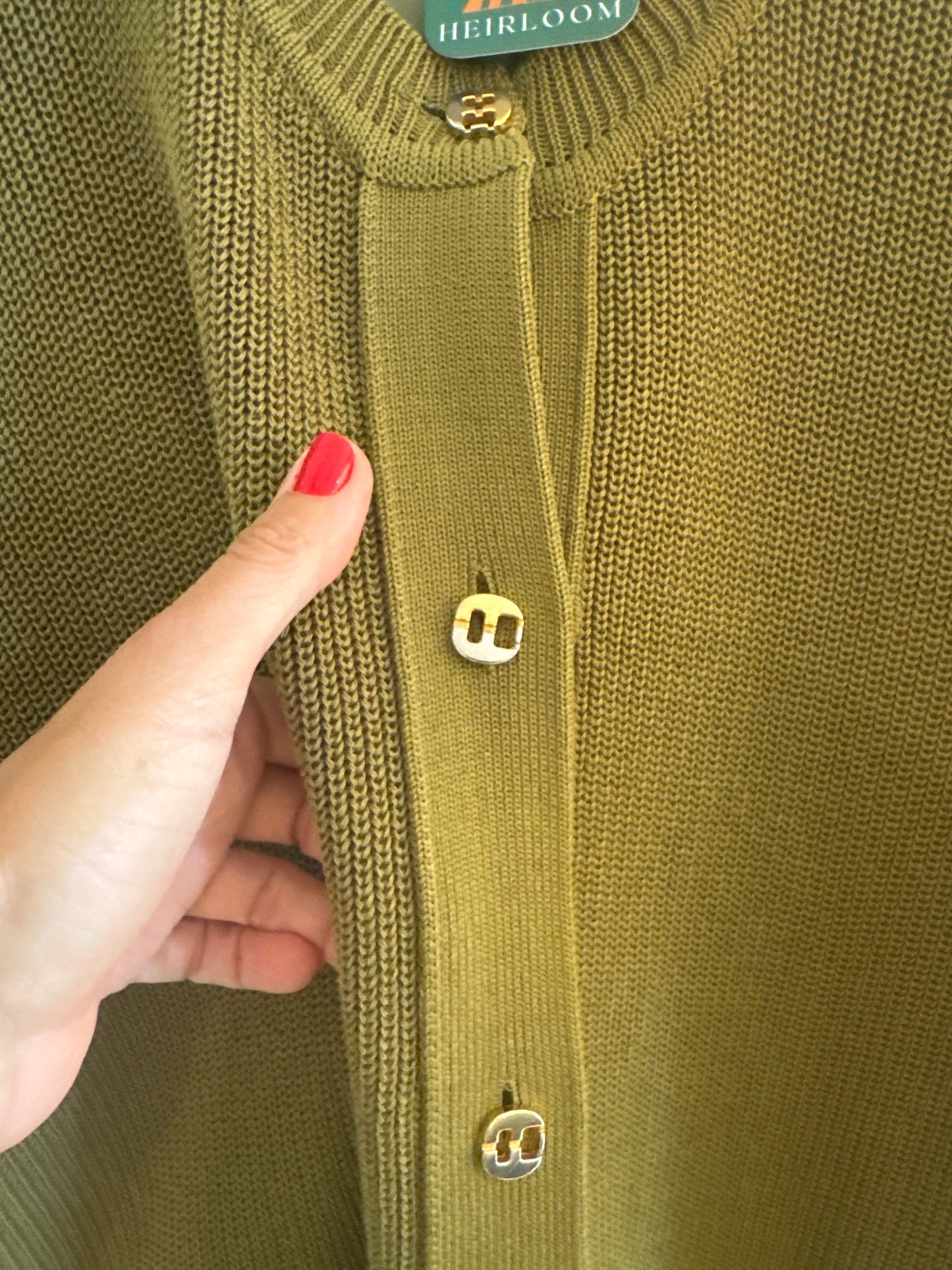 Vinatge Ferragamo olive ￼ green cardigan