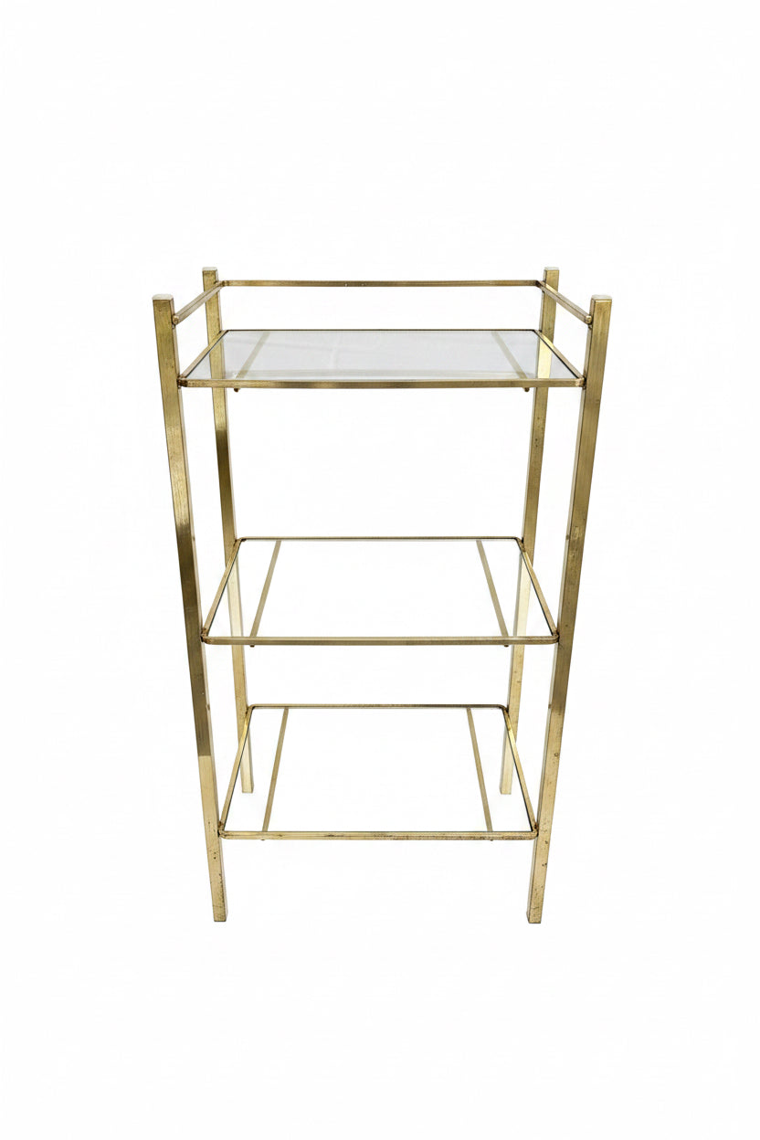 Vintage Brass & Glass Three-Tier Étagère Shelf