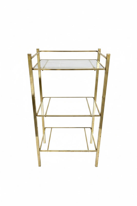 Vintage Brass & Glass Three-Tier Étagère Shelf