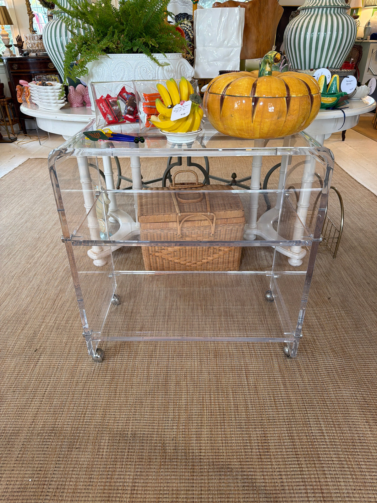 Vintage Lucite Waterfall Bar Cart