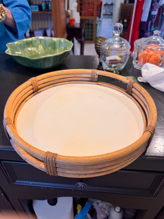 Vintage rattan drink tray