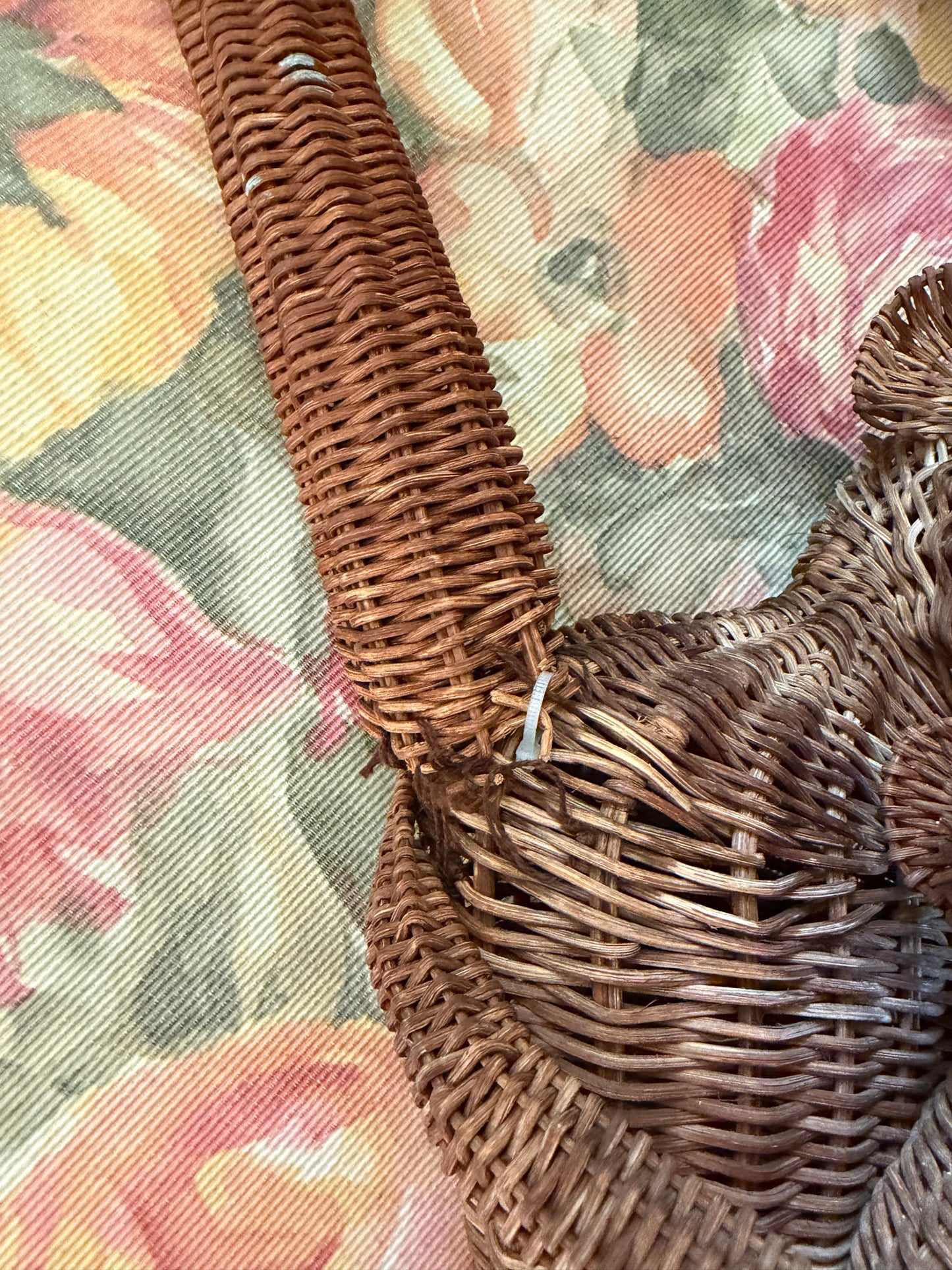 Vintage Wicker Hanging Monkey Pair
