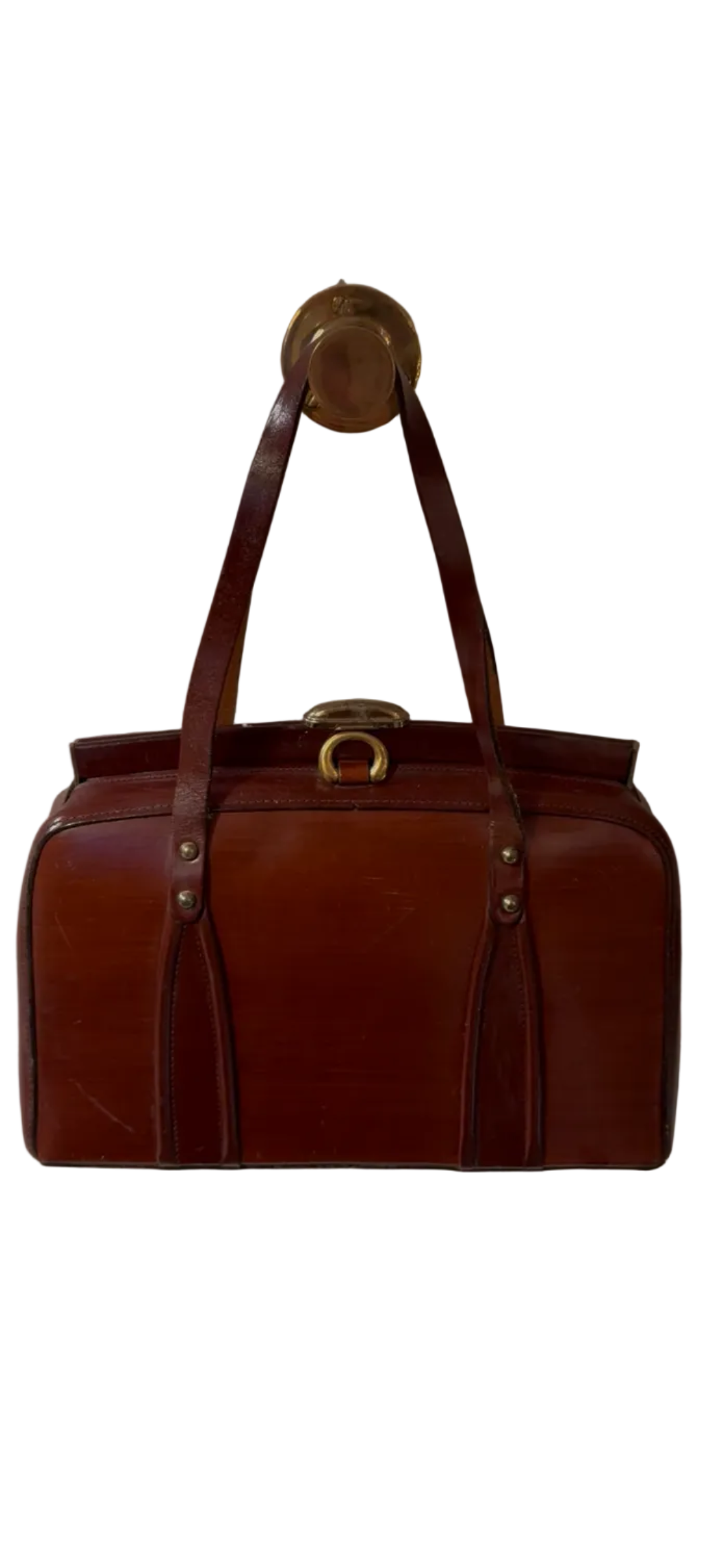 Leather handbag 1960’s brass closure