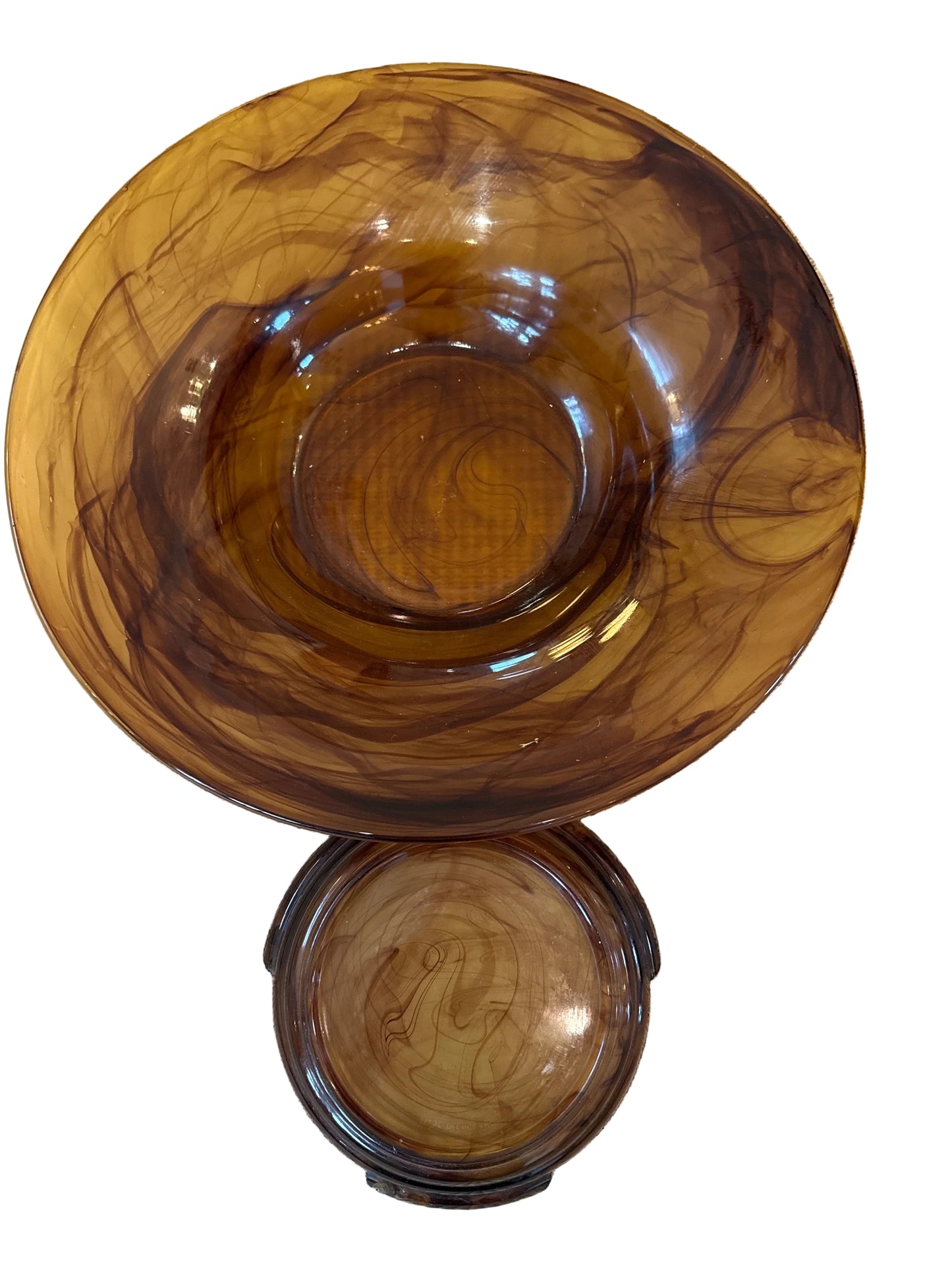 Vintage Davidson Amber Pressed Glass Pedestal Bowl C. 1930