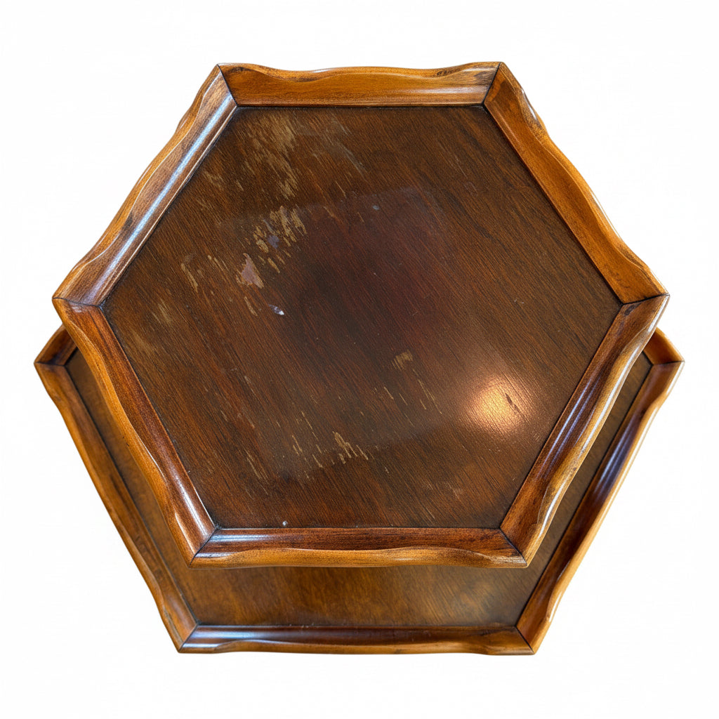 Vintage Two-Tier Pedestal Side Table