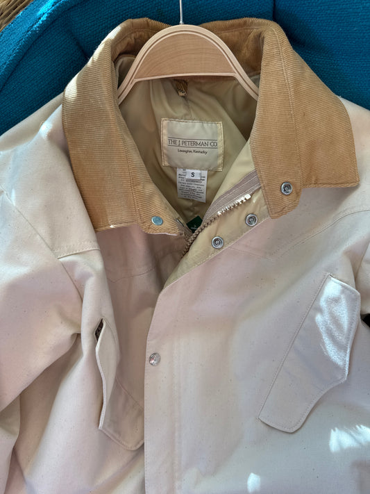 J peterman cream, cotton duck trench