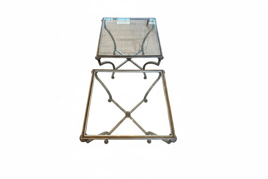 Pair of Neoclassical Maison Jansen Style Glass Top Coffee/Side Tables