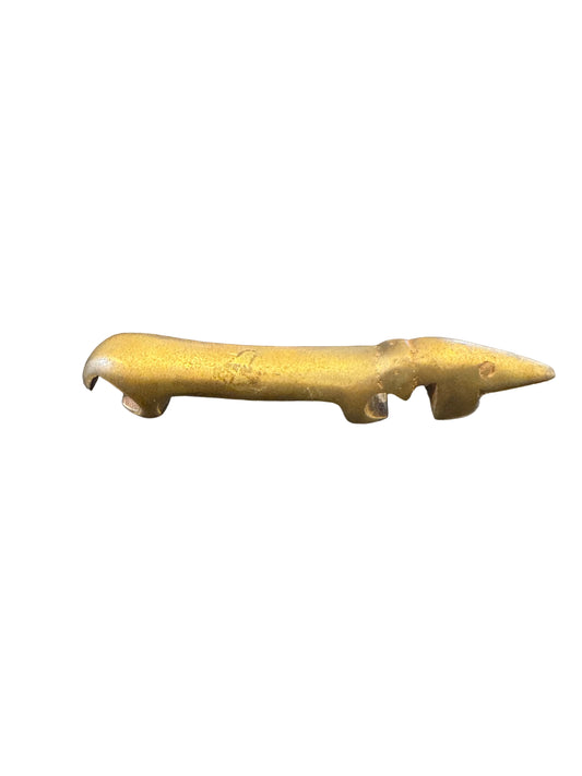 Vintage MCM brass Dachshund-shaped bottle opener.