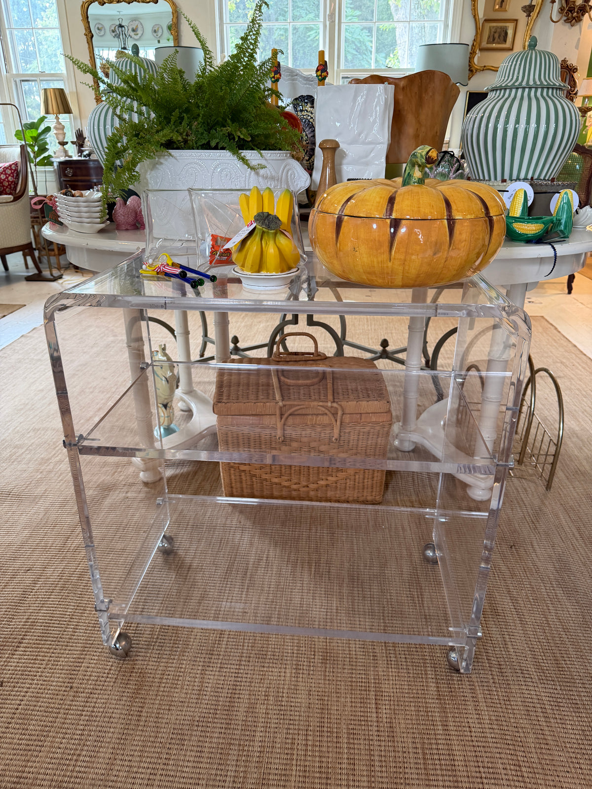 Vintage Lucite Waterfall Bar Cart