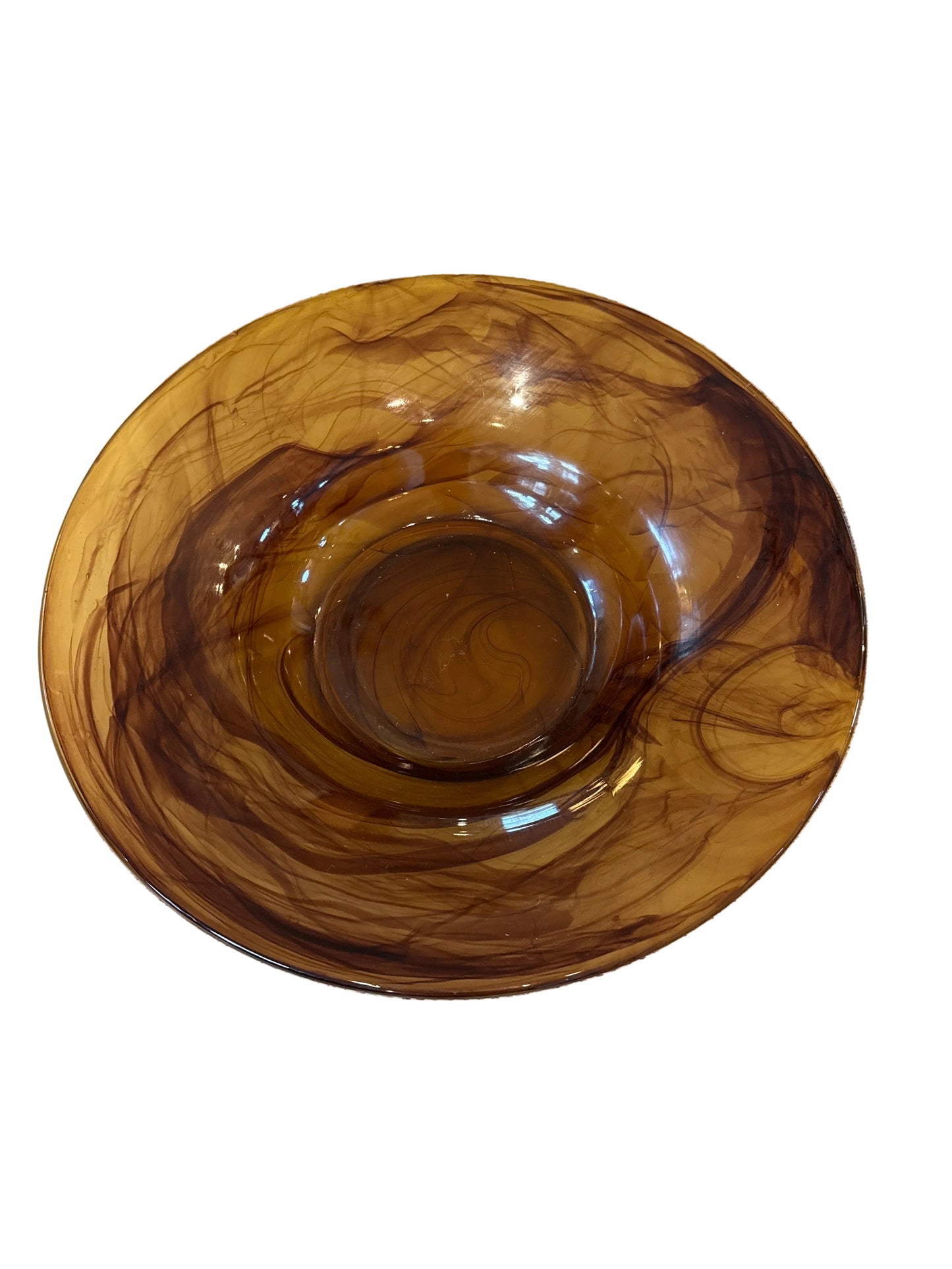 Vintage Davidson Amber Pressed Glass Pedestal Bowl C. 1930