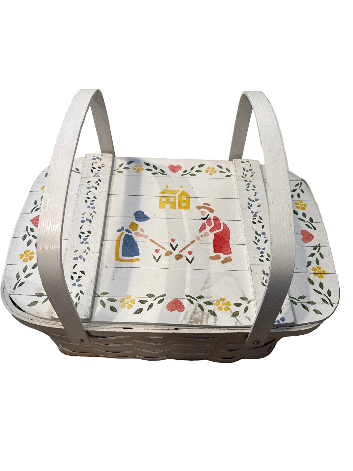 Vintage painted picnic basket